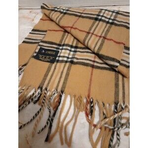 Cashmink V Fraas Germany Scarf Tan Red Black Plaid Acrylic Tartan Unisex